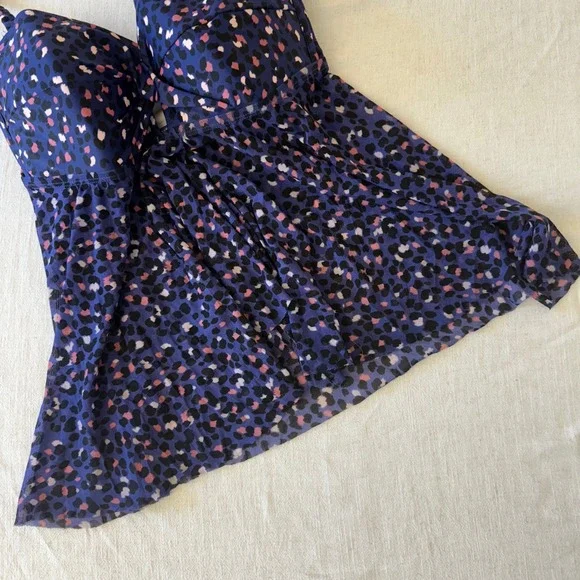 Kona Sol Womens Blue Leopard Print Flyaway Tankini Swim Top Small NWT - Picture 8 of 9